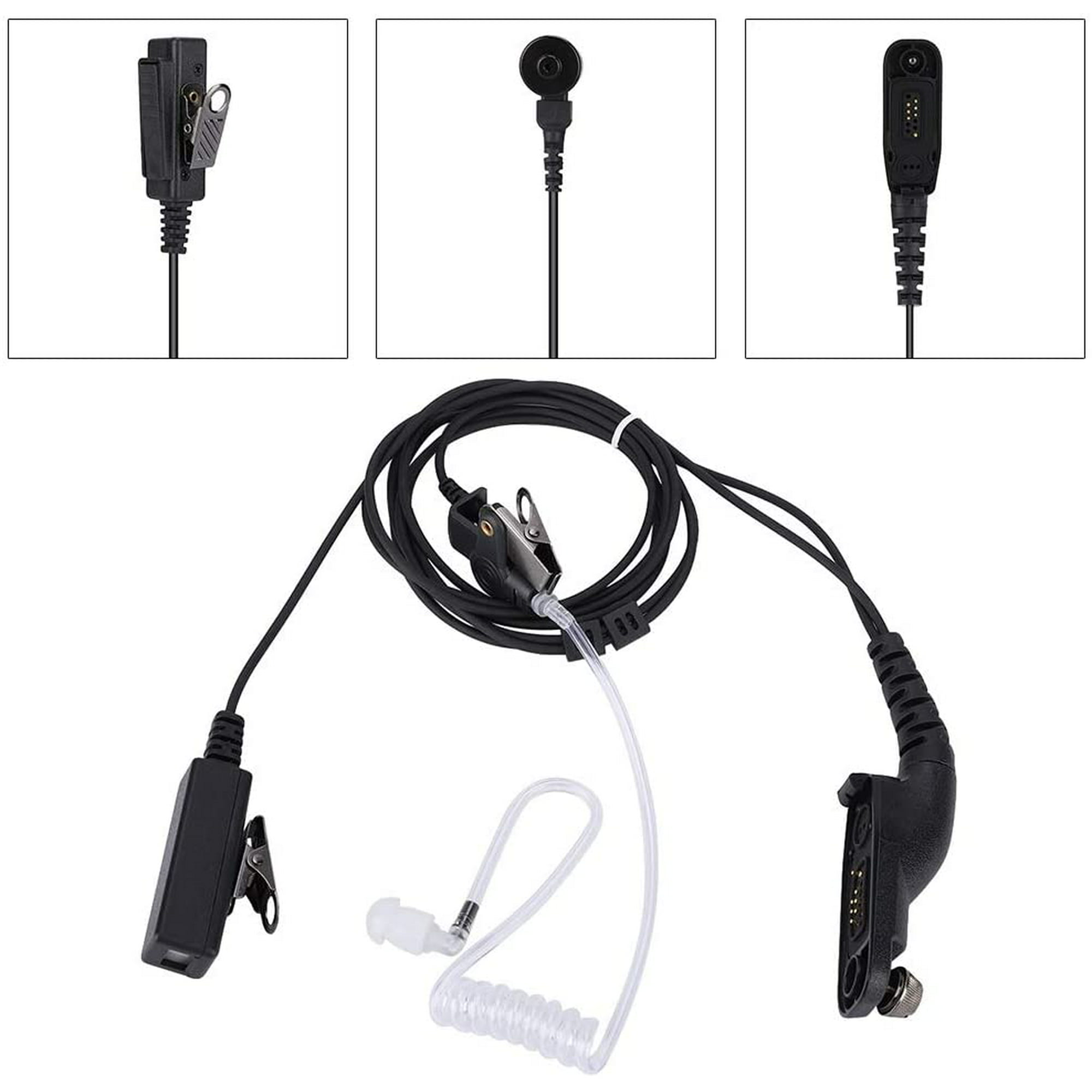 2-Pin PTT MIC Earpieces Headsets for Motorola Walkie Talkie 2-Way Radios Black